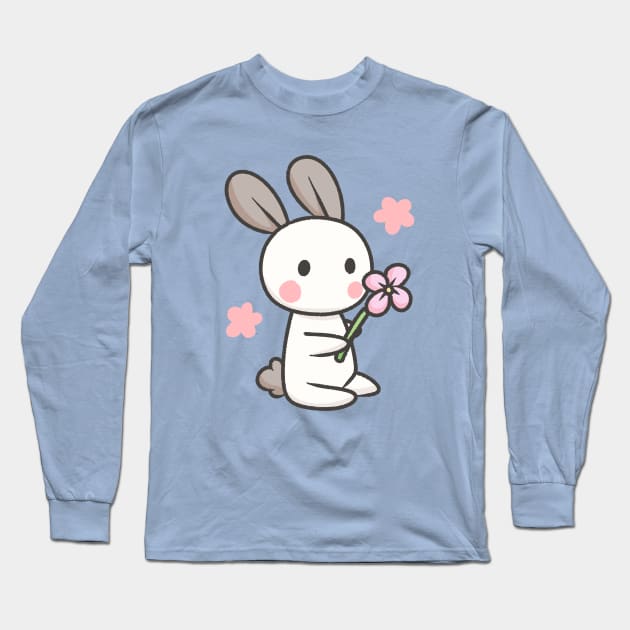 Bunny Doodle flower Long Sleeve T-Shirt by KammyBale